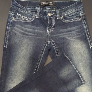 Maurices Blue Skinny Jeans with Modern Distressing